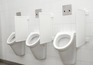 Urinals in a public toilet